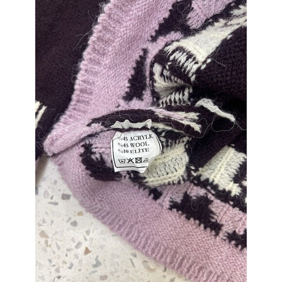 Nurum Women's Small Classic Ragg Wool Elite Sweater Fair Isle Wine Purple Aztec - Picture 9 of 9